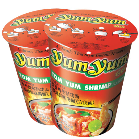 泰国进口 养养牌（yumyum）冬阴功酸辣虾味汤面（杯面） 70g*2杯 组合装 速食方便面