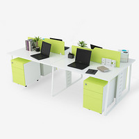 好事达易美职员办公桌 1.2米四人工位D款白色+绿色DBL03