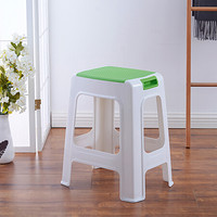 好尔（Hore）凳子椅子 塑料凳子 餐椅 带提手大号绿色 1个装