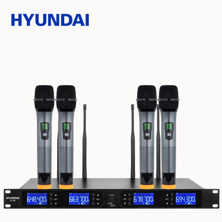 HYUNDAI 现代影音 现代（HYUNDAI） U-34 一拖四演讲会议无线话筒U段会议主持演出家庭舞台KTV 手持麦版