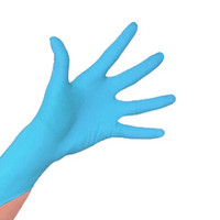 爱马斯（AMMEX）XNFRT44100一次性蓝色丁腈手套（无粉 麻面 双手通用）-中号  1箱（10盒/箱）