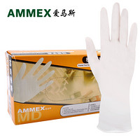 爱马斯（AMMEX）TLFCVMD42100  一次性白色医用橡胶检查手套（经济型）小号   1盒（100只/盒） 定做