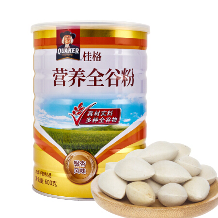 中国台湾进口 桂格(QUAKER) 养生全谷粉 银杏果风味 燕麦片粉 五谷粉 杂粮粉 早餐 代餐 礼物 600g/罐