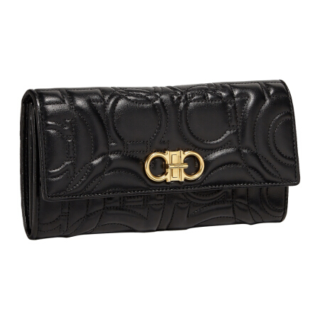 Salvatore Ferragamo 菲拉格慕 经典款女士黑色牛皮革钱包 0695467