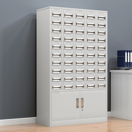 金经金属50斗储物柜抽屉资料柜票据收纳柜抽屉式文件柜铁皮柜灰白色五十斗卡片柜