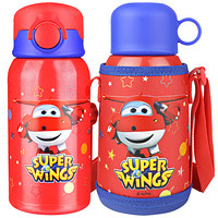 超级飞侠316儿童水杯 男女学生双盖吸管保温杯 宝宝学饮杯 水杯（赠送杯套）550ML 红色