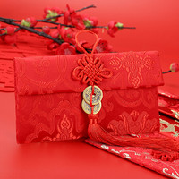 唐绣（TONSILK）创意刺绣丝绸万元布艺红包袋新年春节结婚庆用品利是封锦缎T04-3富贵花