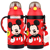 迪士尼（Disney）保温杯儿童手柄防喷吸管保温水壶宝宝水杯子背带两用 320ML HC6028M2 米奇红色