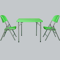 利尔 折叠桌家用电脑学习书桌可对折小方桌户外简易便携式餐桌小户型饭桌麻将桌棋牌桌塑料桌椅组合 1桌2椅
