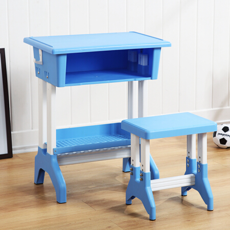 奈高NG课桌椅单人培训桌椅中小学校辅导班学习塑钢桌椅组合套装蓝色凳子款