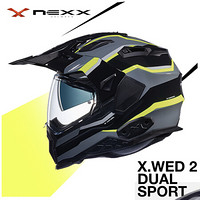 NEXX X.WED2 荒原系列X-PATROL 亚洲版型 旅行全盔 碳纤维复合材料电动摩托车头盔 黑钛黄线条色 L