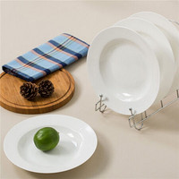SKYTOP斯凯绨 陶瓷盘子骨瓷餐具菜盘纯白8英寸汤盘4件套装