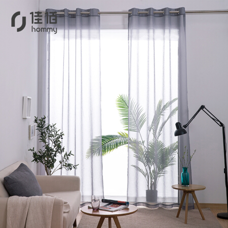佳佰窗纱ins风梦幻多利窗纱剔透飘逸成品大飘窗客厅阳台卧室落地窗纱简约现代窗纱 浅灰 1.4m宽x2.6m高x1片装