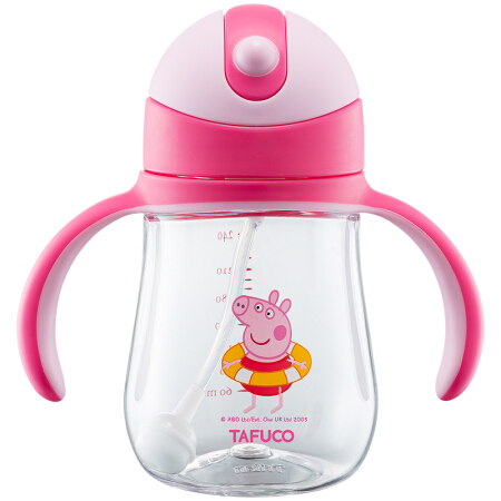 泰福高 水壶/水杯 宝宝吸管杯 婴儿学饮杯 1-3岁 小猪佩奇系列 240ML粉色