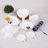 SKYTOP斯凯绨 餐具套装碗盘碟陶瓷骨瓷纯白30头月光型