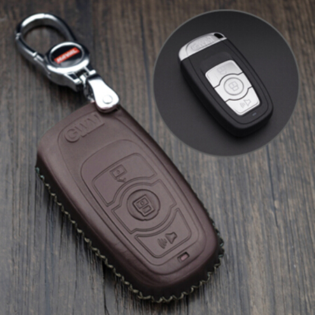 车达品哈弗h6汽车钥匙包套真皮 H2S/H4/H5/M6/H7/H1/H5/H9汽车专用真皮钥匙套哈佛H6智能三键棕专车定制