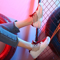 玫蒂莎 (MDIS∧) 时尚韩版百搭青春运动系带潮流休闲鞋女 A812 红色 37