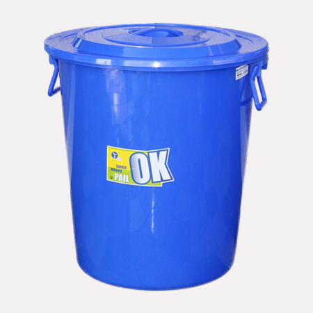莫恩克 圆形蓝色塑料垃圾桶 加厚工业水桶 户外大号楼层小区垃圾筒 环卫塑料桶 果皮桶 收纳桶 蓝色80L/5个装
