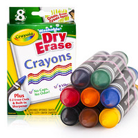 绘儿乐 Crayola 8色易擦可水洗白板大蜡笔 美国进口 儿童绘画 DIY手工玩具 98-5200