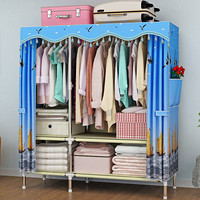 梦卡莱（MENGKALAI）布衣柜钢管加厚加粗25mm简易柜子衣橱收纳可水洗涤组合简易单人衣柜