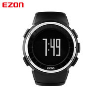 宜准（EZON）户外多功能运动手表计步测距防水电子表黑色 T029