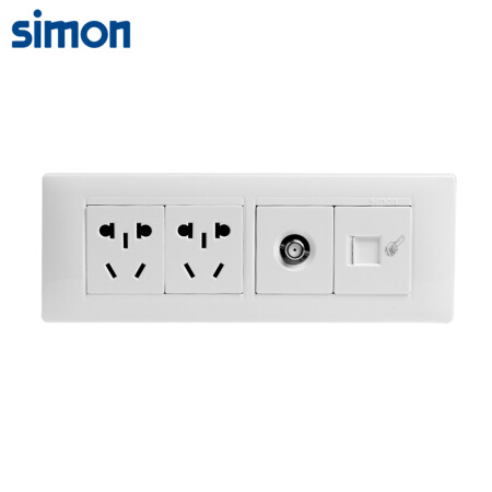 西蒙（SIMON）SZ-520047开关插座52系列118 面板六孔+电视+电脑插座/大盒