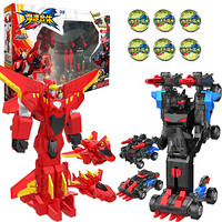 三宝 Sanbao 爆速合体变形玩具爆裂变形机甲机器人合击金刚3飞车组合系列-红黑套装540201儿童玩具男孩礼物