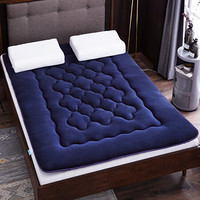 艾薇 床垫家纺 加厚防滑珊瑚绒立体床褥子 双人榻榻米可折叠垫被 深蓝 1.5米床 150*200cm