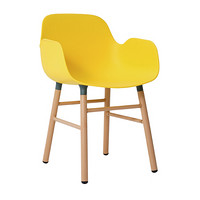 百思宜 现代简约创意设计师椅子洽谈桌椅实木塑料靠背扶手餐椅 大嘴椅 小户型餐厅家用 黄色