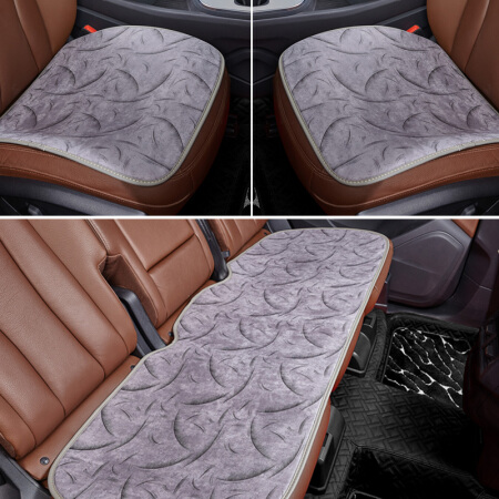 五福金牛 暖暖和爽系列保暖防滑居家生活办公汽车座垫毛垫车垫车家两用 保暖防滑小方垫后排单垫 灰色
