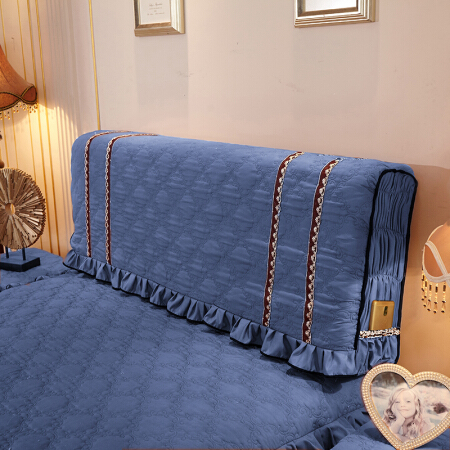 雅鹿 全包布艺夹棉弹力床头罩欧式软包床头套床靠背防尘保护罩1.2M 宝蓝