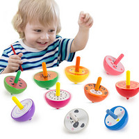 福孩儿10个小陀螺套装 木质儿童益智玩具幼儿园宝宝传统水果动物手动旋转3-5-6-7-8-9岁男孩女孩生日礼物