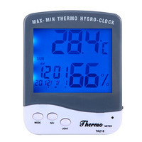 雨花泽（Yuhuaze） 夜光电子温湿度计 液晶屏幕闹钟时钟日期显示温度计测温仪TA218L