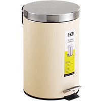 EKO垃圾桶脚踩开盖垃圾桶厨房客厅卫生间带盖家用大号垃圾干湿分类垃圾桶 9624NP(米色)7L