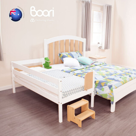Boori泰迪儿童床实木床边床 婴儿床拼接床带护栏多功能男孩女孩床加宽 白色BK-TIBSB