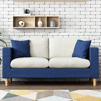 杜沃 沙发北欧客厅家具布艺沙发可拆洗日式小户型懒人沙发整装实木沙发1.58米 深蓝