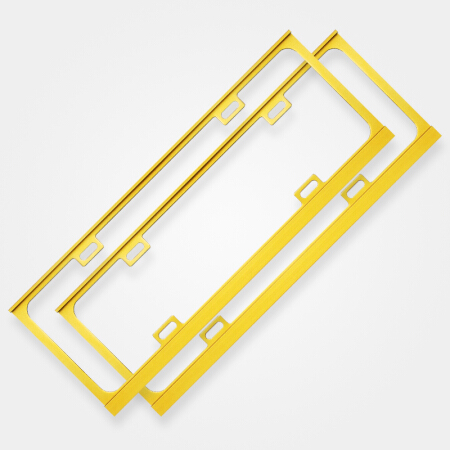 悦野 新交规车牌架 加厚铝合金牌照框 车牌框汽车车牌框号牌架 黄色 一对装