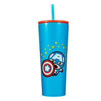 名创优品（MINISO）联名 Marvel 漫威卡通系列美国队长 塑料杯不锈钢便携随手杯 夏季水杯冰杯750ml
