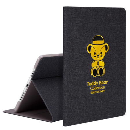 泰迪珍藏 iPad air3保护套2019新款苹果iPad Pro10.5英寸平板壳 创意刺绣全包防摔休眠支架皮套 泰迪公仔