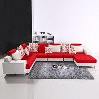 杜沃 沙发 布艺沙发 大小户型组合三人沙发客厅家具北欧现代简约沙发  H11沙发 大红色