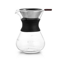 Mongdio 手冲咖啡壶套装 不锈钢咖啡过滤器玻璃分享壶 4人份