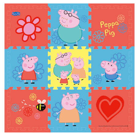 小猪佩奇（Peppa Pig）爬行垫地垫爬爬垫爬行毯,环保无味地垫拼接垫30*30*1cm 9片带边条红心佩奇