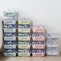 青苇 加厚透明鞋盒  翻盖式塑料收纳盒整理箱  5个装  (北欧蓝)