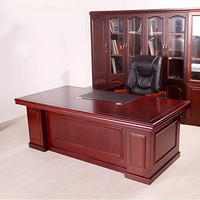 驰界（chijie）办公家具老板桌木皮总裁桌实木807大班台2.0米油漆现货 办公桌