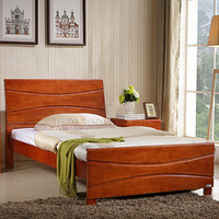 洛克菲勒 实木床橡木床单人双人床储物床海棠色宽1.5米