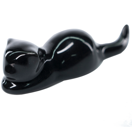 荣宝斋 汝窑黑釉萌系小猫笔搁 文房四宝笔山笔托毛笔架镇纸尺招财猫陶瓷器 黑色