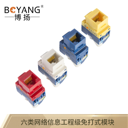 博扬（BOYANG）BY-RJ45-MK6E-M六类网络信息工程级旋转式免打模块 网线数据通信信息插座（红色）