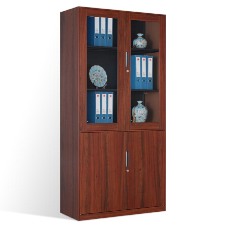 洛克菲勒 仿樱桃木色 大器械文件柜 铁皮柜办公柜档案柜带锁