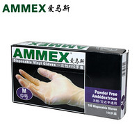 爱马斯（AMMEX） 爱马斯一次性透明PVC检查手套 食品加工级 家用清洁 GPX3C 10盒/箱 中号M