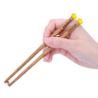 玉米（CORN）鸡翅木筷子儿童专用 实木宝宝训练筷 家用小孩木质可爱卡通水果筷子 苹果18cm1双装